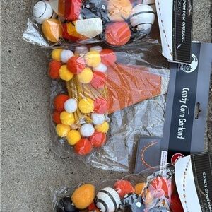 Candy Corn Garland Halloween bundle  Pom Poms